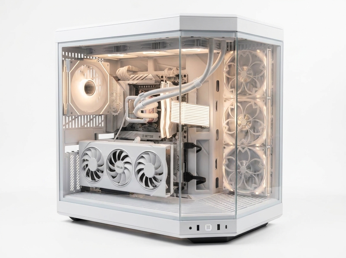 Gaming PC 1 build — angled interior view